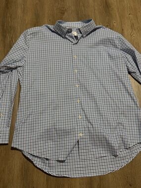 Peter Millar Blue and Navy Micro-Check Button-Down Shirt classic fit